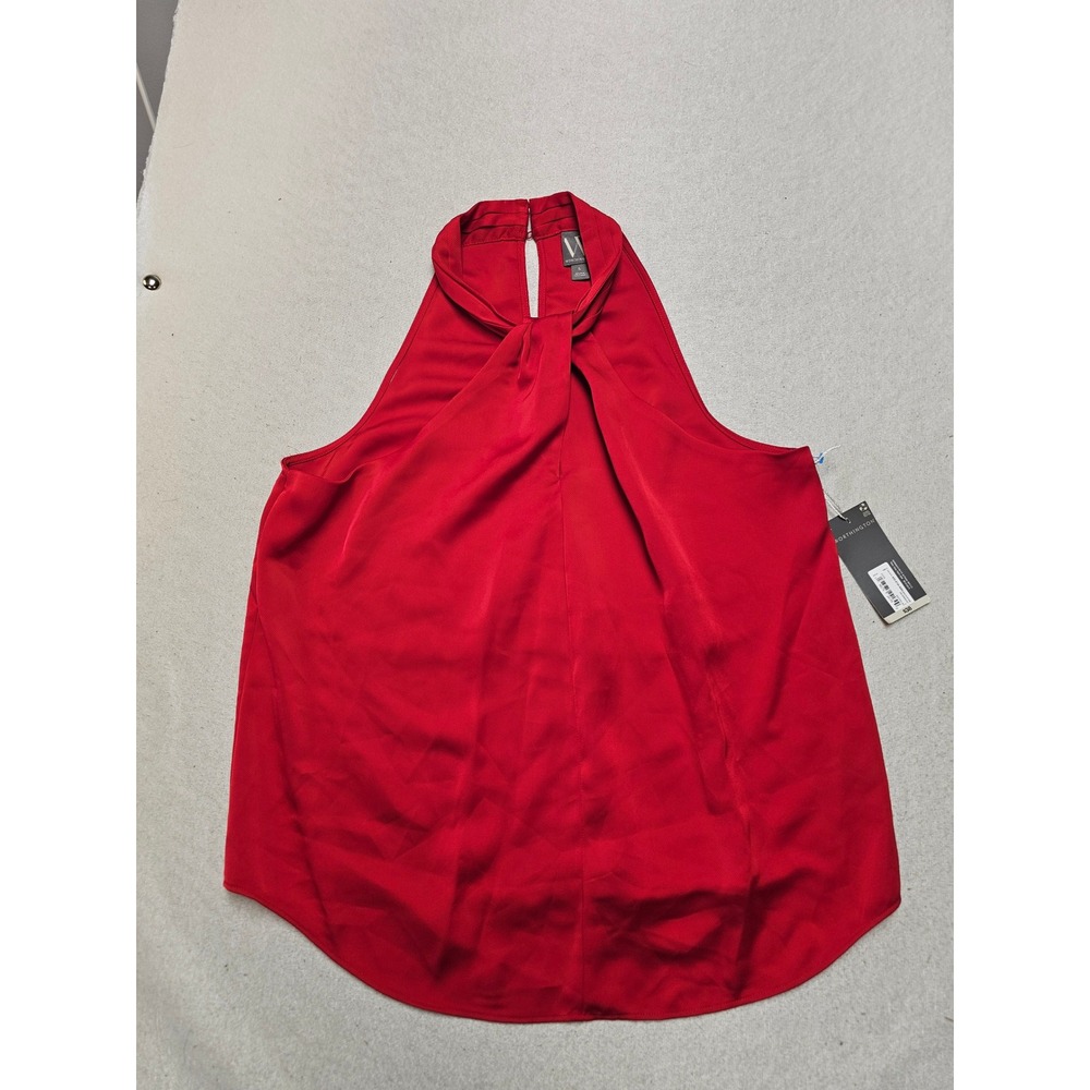 Worthington Red Sleeveless Halter Twist Neck Blouse Top Large NWT